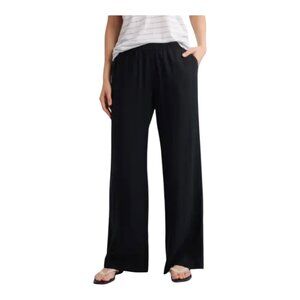 Caslon Nordstrom Linen Blend Wide Leg Black Pull-on Pants New Size XS 28x31